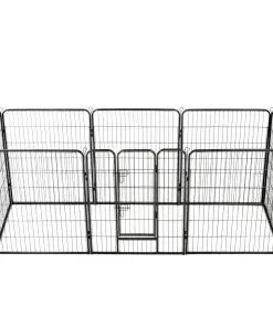 vidaXL Dog Playpen 8 Panels Steel 80×100 cm Black