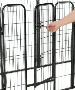 vidaXL Dog Playpen 8 Panels Steel 80×100 cm Black