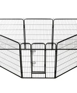 vidaXL Dog Playpen 8 Panels Steel 80×100 cm Black