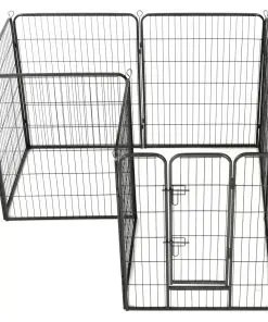 vidaXL Dog Playpen 8 Panels Steel 80×100 cm Black