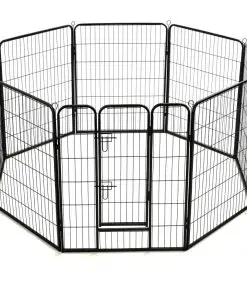 vidaXL Dog Playpen 8 Panels Steel 80×100 cm Black