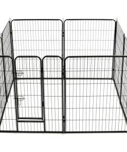 vidaXL Dog Playpen 8 Panels Steel 80×100 cm Black