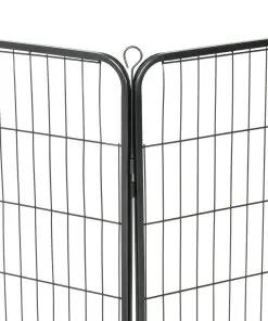 vidaXL Dog Playpen 8 Panels Steel 80×100 cm Black