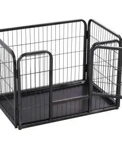 vidaXL Puppy Playpen Steel 93x63x61cm