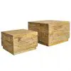 vidaXL Coffee Table Set 2 Piece Solid Teak