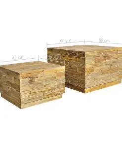 vidaXL Coffee Table Set 2 Piece Solid Teak