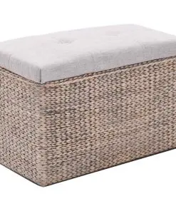 vidaXL Bench with 2 Ottomans Seagrass Grey