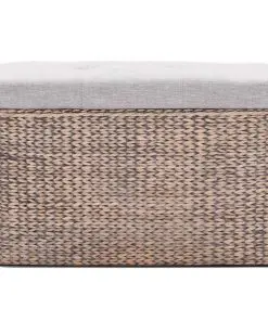 vidaXL Bench with 2 Ottomans Seagrass Grey