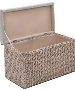 vidaXL Bench with 2 Ottomans Seagrass Grey