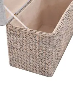 vidaXL Bench with 2 Ottomans Seagrass Grey