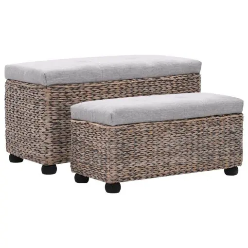 vidaXL Bench Set 2 Pieces Seagrass Grey