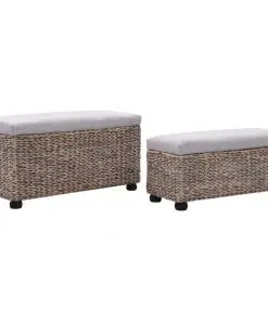 vidaXL Bench Set 2 Pieces Seagrass Grey