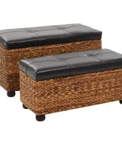vidaXL Bench Set 2 Pieces Seagrass Brown