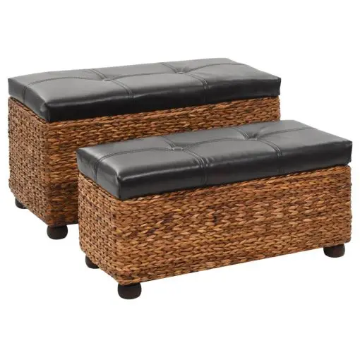 vidaXL Bench Set 2 Pieces Seagrass Brown