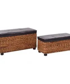vidaXL Bench Set 2 Pieces Seagrass Brown