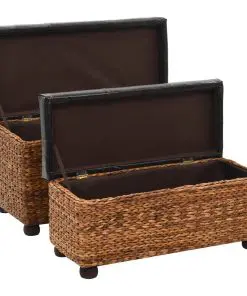 vidaXL Bench Set 2 Pieces Seagrass Brown