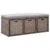 vidaXL Bench with 3 Baskets Seagrass 105x40x42 cm Grey vidaXL Bench with 3 Baskets Seagrass 105x40x42 cm Grey