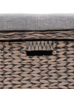 vidaXL Bench with 3 Baskets Seagrass 105x40x42 cm Grey