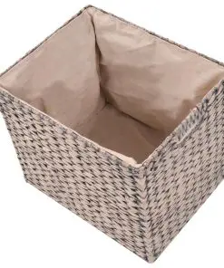 vidaXL Bench with 3 Baskets Seagrass 105x40x42 cm Grey