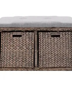 vidaXL Bench with 2 Baskets Seagrass 71x40x42 cm Grey