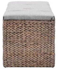 vidaXL Bench with 2 Baskets Seagrass 71x40x42 cm Grey