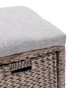 vidaXL Bench with 2 Baskets Seagrass 71x40x42 cm Grey