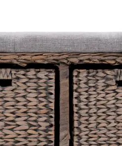 vidaXL Bench with 2 Baskets Seagrass 71x40x42 cm Grey