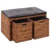vidaXL Bench with 2 Baskets Seagrass 71x40x42 cm Brown vidaXL Bench with 2 Baskets Seagrass 71x40x42 cm Brown