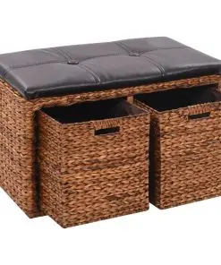 vidaXL Bench with 2 Baskets Seagrass 71x40x42 cm Brown