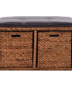 vidaXL Bench with 2 Baskets Seagrass 71x40x42 cm Brown