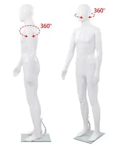 vidaXL Full Body Male Mannequin with Glass Base Glossy White 185 cm
