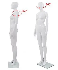 vidaXL Full Body Female Mannequin with Glass Base Glossy White 175 cm