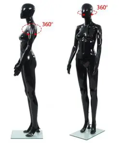 vidaXL Full Body Female Mannequin with Glass Base Glossy Black 175 cm