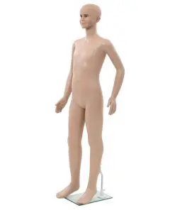 vidaXL Full Body Child Mannequin with Glass Base Beige 140 cm