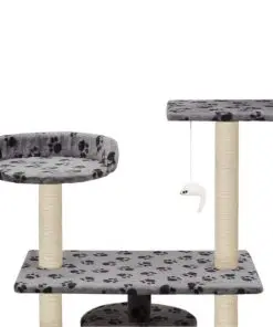 vidaXL Cat Tree with Sisal Scratching Posts 95 cm Grey Paw Prints