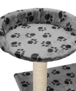 vidaXL Cat Tree with Sisal Scratching Posts 95 cm Grey Paw Prints