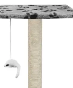 vidaXL Cat Tree with Sisal Scratching Posts 95 cm Grey Paw Prints
