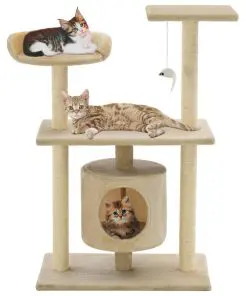 vidaXL Cat Tree with Sisal Scratching Posts 95 cm Beige