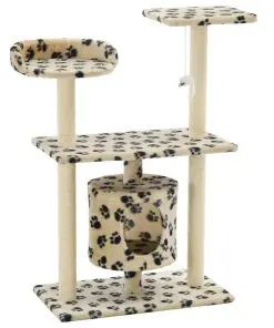 vidaXL Cat Tree with Sisal Scratching Posts 95 cm Beige Paw Prints