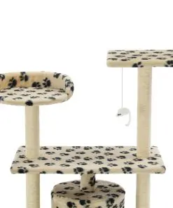 vidaXL Cat Tree with Sisal Scratching Posts 95 cm Beige Paw Prints