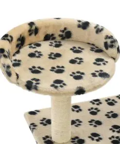 vidaXL Cat Tree with Sisal Scratching Posts 95 cm Beige Paw Prints