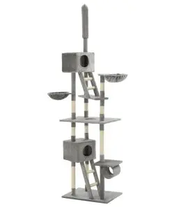 vidaXL Cat Tree with Sisal Scratching Posts 230-260 cm Grey