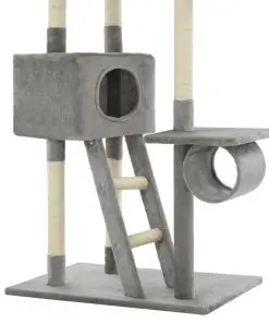 vidaXL Cat Tree with Sisal Scratching Posts 230-260 cm Grey