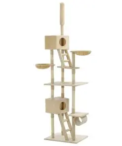 vidaXL Cat Tree with Sisal Scratching Posts 230-260 cm Beige