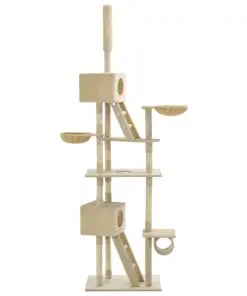 vidaXL Cat Tree with Sisal Scratching Posts 230-260 cm Beige