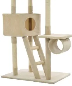 vidaXL Cat Tree with Sisal Scratching Posts 230-260 cm Beige