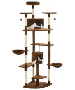 vidaXL Cat Tree with Sisal Scratching Posts 203 cm Brown and White