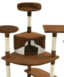 vidaXL Cat Tree with Sisal Scratching Posts 203 cm Brown and White