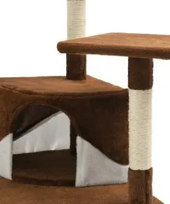 vidaXL Cat Tree with Sisal Scratching Posts 203 cm Brown and White