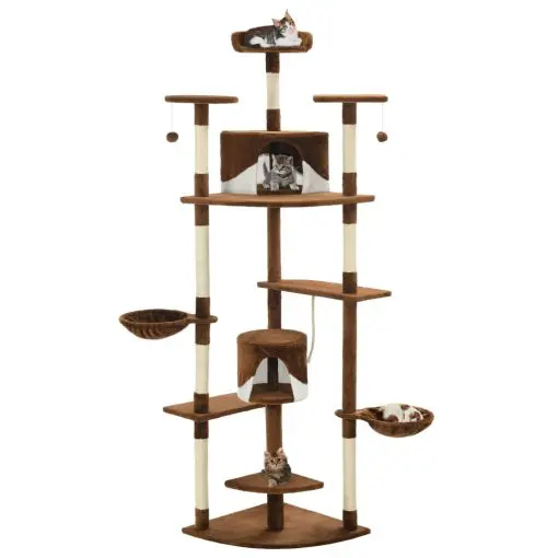 vidaXL Cat Tree with Sisal Scratching Posts 203 cm Brown and White